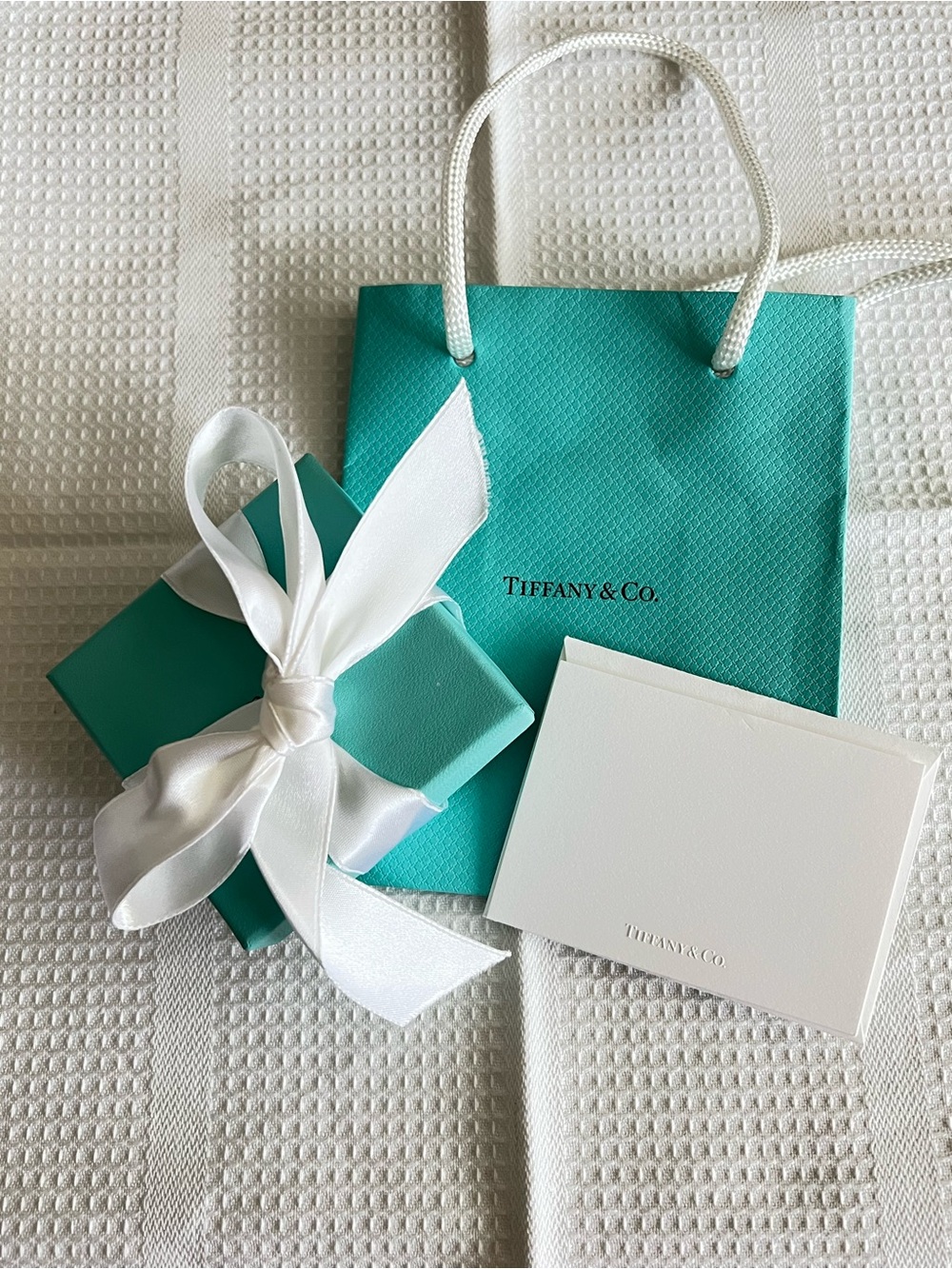 Tiffany & Co. Blue Empty Box Set with  Ribbon, Card, Paper Bag